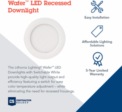0K50K 90CRI Wafer Downlight, 4 Inch, Oil Rubbed Bronze, 11W, Recessed
