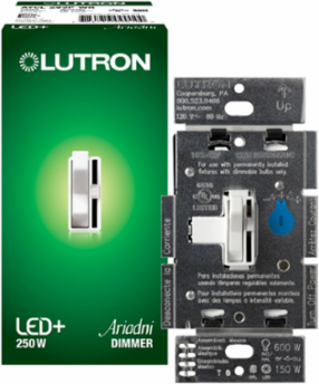 Ariadni LED+ Dimmer Switch for 250W CFL/LED, 600W Incandescent/Halogen, Wallbox Mount, Toggle