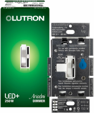 Ariadni LED+ Dimmer Switch for 250W CFL/LED, 600W Incandescent/Halogen, Wallbox Mount, Toggle