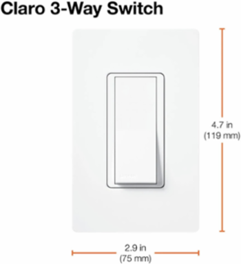 Claro 120VAC 15A 3-Way Rocker Switch with Locator Light, Ivory Color