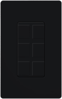 Glossy Black 6-Port Frame with Six Blanks, Surface Mount, Plastic