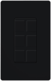 Glossy Black 6-Port Frame with Six Blanks, Surface Mount, Plastic