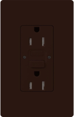 15A GFCI Receptacle with Self-Test & LED Indicator, 125V, Glossy Brown Finish