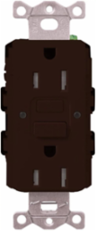 15A GFCI Receptacle with Self-Test & LED Indicator, 125V, Glossy Brown Finish