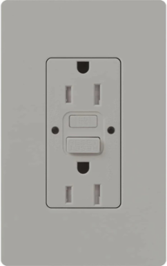 GFCI Receptacle 15 Amp, Self-Testing, Gray, 4.69 x 2.94 Inch