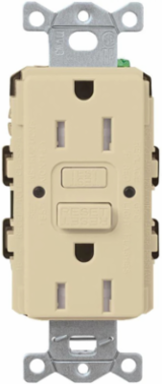 GFCI Receptacle 15 Amp with Continuous Self-Test, Ivory Gloss Finish