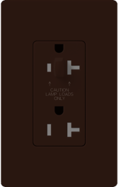 Claro 15A Tamper Resistant Half Dimming Receptacle, 125V, Gloss Finish, Brown