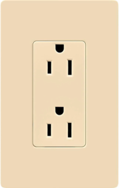 15 Amp Claro Receptacle, Ivory, Glossy Finish, 125V, Wallbox Mounting
