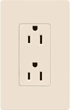 15A Claro Receptacle Light Almond, 125V, Gloss Finish, Wallbox Mounting