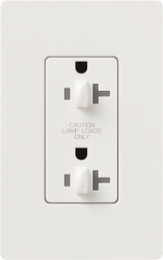 Claro 20A Tamper Resistant Dual Dimming Receptacle, 125V, Gloss Finish, 4.69 x 2.94 Inch