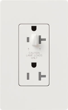 Claro 20A Tamper Resistant Half Dimming Receptacle, 125V, 2500W, Glossy White