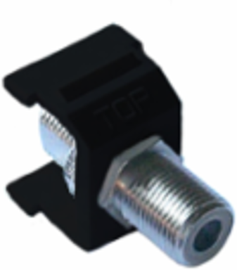 F-style 75 Ohm Coaxial Cable Jack for 6-Port Frame, Gloss Finish, Black