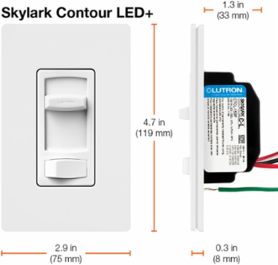 Skylark Contour LED+ Dimmer Switch, 150W LED/600W Incandescent, Ivory Color
