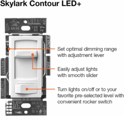 Skylark Contour LED+ Dimmer Switch, 150W LED / 600W Incandescent, Gray