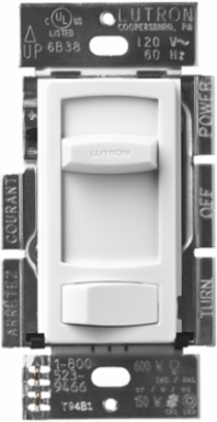 Skylark Contour LED+ Dimmer Switch, 150W LED/600W Incandescent, Gloss White