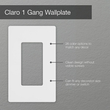 Claro Decorative Wall Plate, 1-Gang, Gloss Finish, 0.3 Inch Thick, Black