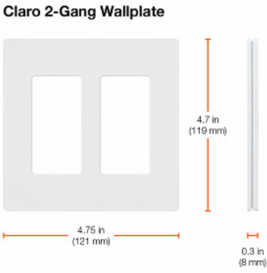 Claro Decorative Wallplate 2-Gang 4.69 x 4.75 Inch Gloss Finish