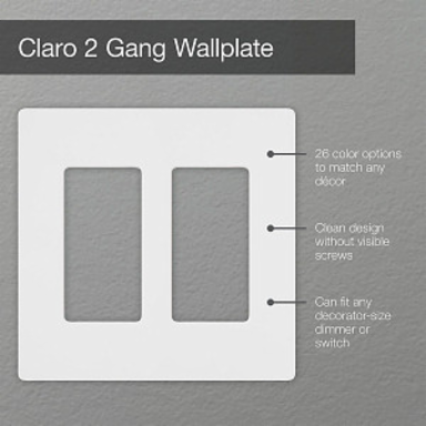 Claro Decorative Wallplate 2-Gang Ivory Glossy Finish, 4.69 x 4.75 Inch