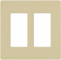 Claro Decorative Wallplate 2-Gang Ivory Glossy Finish, 4.69 x 4.75 Inch