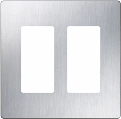 2-Gang Claro Stainless Steel Wall Plate, 4.69 x 4.75 Inch, Surface Mount, Glossy Finish