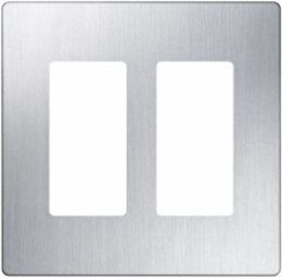 2-Gang Claro Stainless Steel Wall Plate, 4.69 x 4.75 Inch, Surface Mount, Glossy Finish