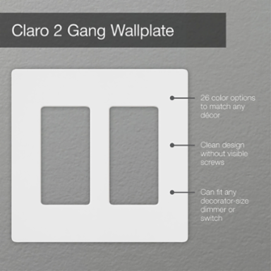 Claro 2-Gang Wallplate, Gloss Finish, 4.69 x 4.75 Inch, Plastic Construction