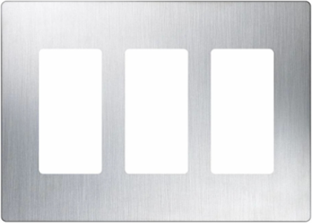 3-Gang Claro Stainless Steel Wallplate, 4.69 x 6.56 Inch, Metal Finish