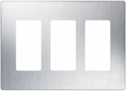 3-Gang Claro Stainless Steel Wallplate, 4.69 x 6.56 Inch, Metal Finish