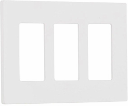 Claro Decorative Wall Plate - 3-Gang, Glossy Finish, 0.3 Inch Thickness, White