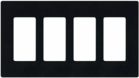 Claro Wallplate 4-Gang Black Glossy, 4.69 x 8.37 Inch, Plastic