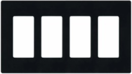 Claro Wallplate 4-Gang Black Glossy, 4.69 x 8.37 Inch, Plastic