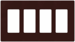 Claro 4-Gang Wallplate, Glossy Brown Finish, 4.69 x 8.37 Inch