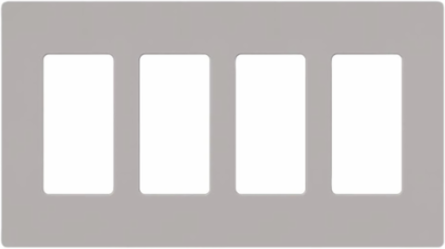 Claro Decorative 4-Gang Wallplate, Glossy Finish, Gray, 4.69 x 8.37 Inch