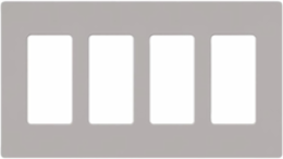 Claro Decorative 4-Gang Wallplate, Glossy Finish, Gray, 4.69 x 8.37 Inch