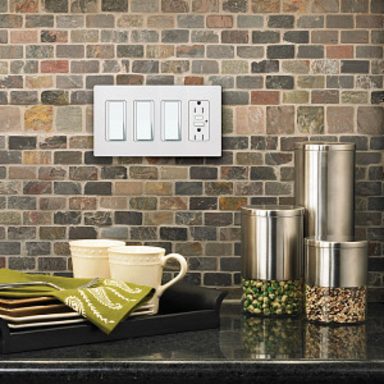 Claro 4-Gang Decorative Wallplate, Glossy Finish, Plastic, 4.69 x 8.37 Inch