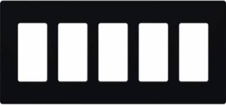 Claro 5-Gang Wallplate, Gloss Finish, 4.69 x 10.18 Inch, Black Plastic