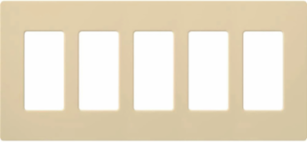 Claro Decorative Wallplate 5-Gang Ivory, Gloss Finish, Plastic, 4.69 x 10.18 Inch
