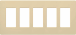 Claro Decorative Wallplate 5-Gang Ivory, Gloss Finish, Plastic, 4.69 x 10.18 Inch