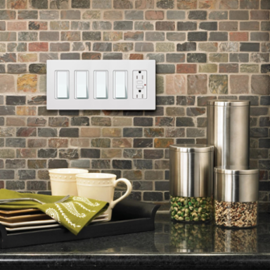 Claro 5-Gang Wallplate, Glossy Finish, Light Almond, 4.69 Inch x 10.18 Inch