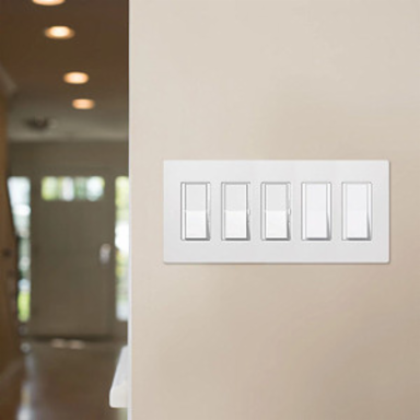 Claro 5-Gang Wallplate, Gloss White, Oversized for Flush Mounting
