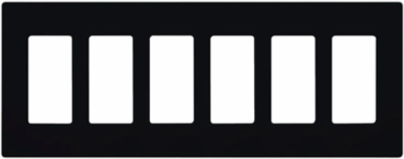 Claro Wallplate 6-Gang Black, Gloss Finish, 4.69 x 12 Inch, Plastic