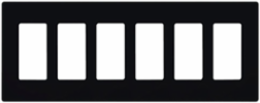 Claro Wallplate 6-Gang Black, Gloss Finish, 4.69 x 12 Inch, Plastic
