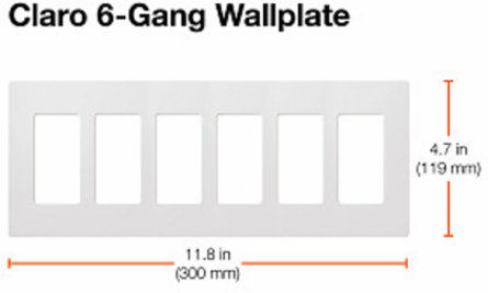 Claro 6-Gang Decorative Wall Plate, Brown, 4.69 x 12 Inch, Gloss Finish