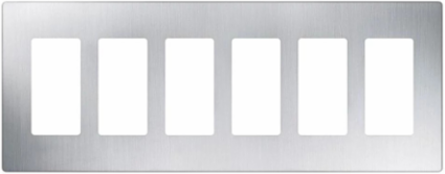Claro Stainless Steel 6-Gang Wall Plate, 0.3 Inch Thickness, Glossy Finish