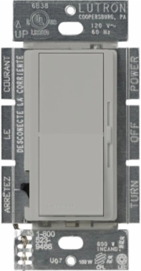 Diva 250W Dimmer Switch for LED/CFL, Paddle Switch, Gray Finish, Indoor Use