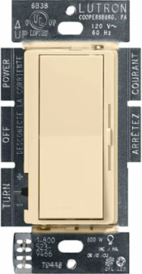Diva Dimmable Switch 250W CFL/LED, Indoor, Ivory, Paddle Switch
