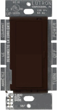 Diva Fan Switch with 3-Speed Control, 1.5 A, 180 W, Glossy Brown Finish
