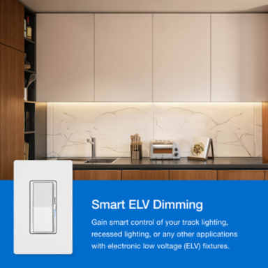 Lutron Diva Smart ELV+ Dimmer Switch for Caseta Systems, Phase Selectable, 250W LED/400VA MLV/500W ELV, Neutral Required, 120V, DVRF-5NE-GR, Gray