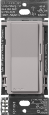 Lutron Diva Smart ELV+ Dimmer Switch for Caseta Systems, Phase Selectable, 250W LED/400VA MLV/500W ELV, Neutral Required, 120V, DVRF-5NE-GR, Gray