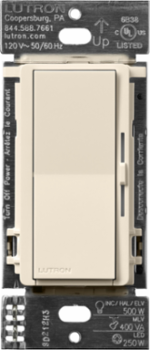 Lutron Diva Smart ELV+ Dimmer Switch for Caseta Systems, Phase Selectable, 250W LED/400VA MLV/500W ELV, Neutral Required, 120V, DVRF-5NE-LA, Light Almond